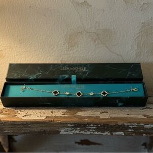 Lesa Michelle Sterling Silver Gold and Black Clover Bracelet
NWT